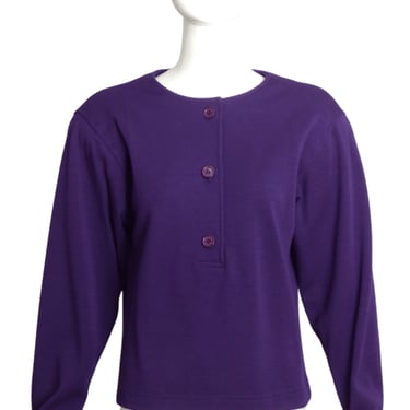 OSCAR DE LA RENTA- 1980s Purple Wool Knit Blouse, Size 10