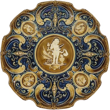 1890's Antique Austrian Gebrüder Schutz Majolica Pottery Plate 