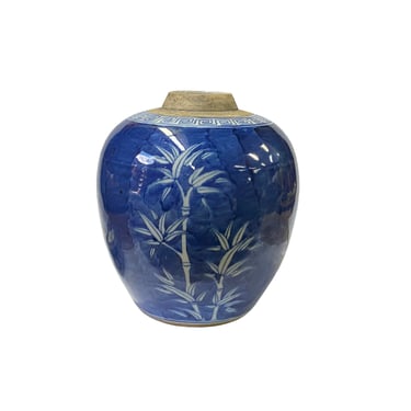 Oriental Handpaint Bamboo Small Blue White Porcelain Ginger Jar ws2311E 