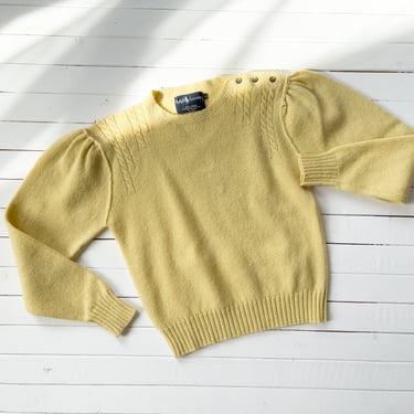 cute cottagecore sweater 80s vintage Ralph Lauren pastel yellow wool sweater 