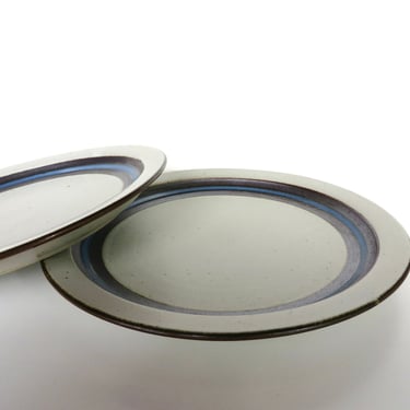 Set of 2 Otagiri Blue Horizon Salad Plates, Vintage Stoneware 8 1/2 inch Plates From Japan 