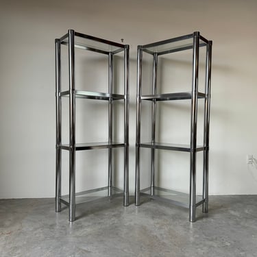 Milo Baughman Style Brass and Glass Etagere, DIA Etagere, Vintage 1970s  Design Institute of America Etagere 