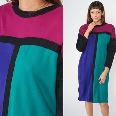 90s Color Block Dress Black Teal Indigo Magenta | Shop Exile - Tucson, AZ |  ATTIC