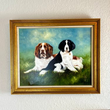 Vintage Canine Portrait | Large Dog Painting | Original Oil Painting | Vintage Dog Portrait | Vintage Framed Art 