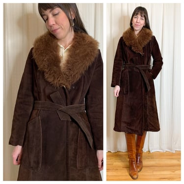 70s brown penny lane midi coat with warm lining 