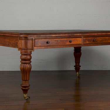 19th Century English William IV Mahogany Double Sided Library Table or Desk 