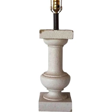 Antique Belmar Mansion Cream White Glazed Terracotta Architectural Salvage Baluster Repurposed as a Pillar Table Lamp, Electrified 