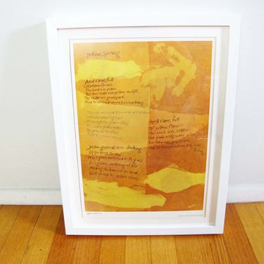 Vintage Sister Corita Kent 1968 Print Yellow Spring - Framed Matted 60s Pop Modern Art - Yellow Mid Century Catholic Christian Religious Art 