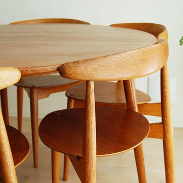 Danish Modern Hans J Wegner Teak and Oak Heart Table and Chairs FH 4103 Fritz Hansen 