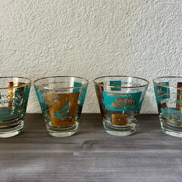 Vintage Southern Comfort Commemorative  Mid Century Libbey Steamboat Double Old Fashioned Glasses- Set of 4, Mid Century Barware 