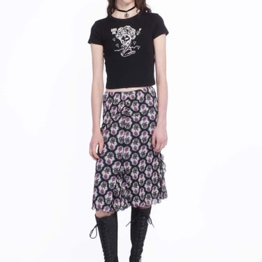 Anna Sui Sleeping Beauty Mesh Skirt - Black/Lilac Multi