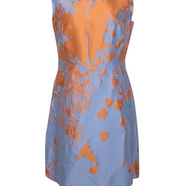 Lafayette 148 - Orange & Blue Sleeveless Cocktail Dress Sz 10