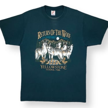 Vintage 1995 Return of the Wolf Yellowstone National Park Wolves/Nature Graphic T-Shirt Size Large 