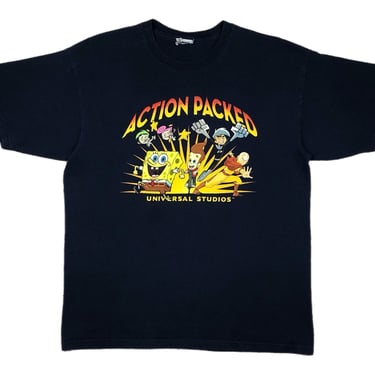 Vintage Y2K Universal Studios Nickelodeon “Action Packed” Jimmy Neutron, Fairly Odd Parents, Avatar, Ect.  TV Show Promo Graphic T-Shirt Siz 