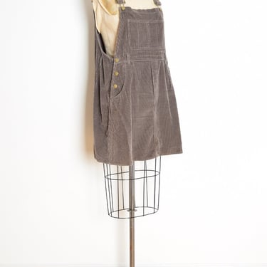 vintage 90s dress sage corduroy overalls jumper mini dress grunge clothing L 