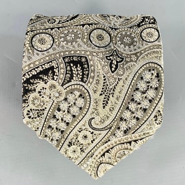 ROBERT TALBOTT Black Silver Paisley Silk Tie