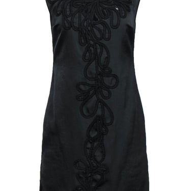 Tracy Reese - Black Embroidered Sleeveless Shift Dress Sz 0