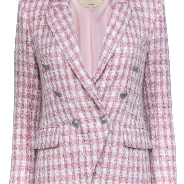 L'Agence - Pink &amp; White Double Breasted Tweed Blazer Sz 0