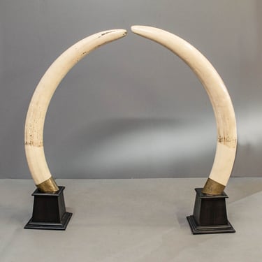 Pair of Faux Ivory Life Sized Elephant Tusks