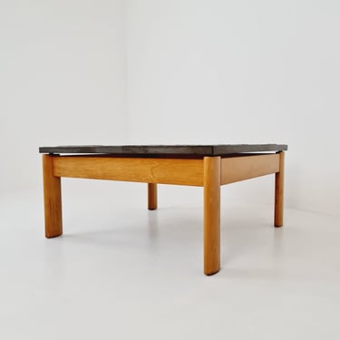 Danish solid oak and stone coffee table, 1960s 