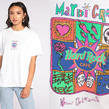 Hard Rock Cafe Shirt New Orleans Mardi Gras Tshirt 90s Tee Graphic Vintage Single Stitch Retro 1990s Medium Large 