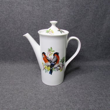 Mottahedeh Aviary Porcelain Teapot Coffee Pot - Birds and Flowers Dual Sided Design 