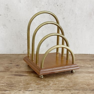 Brass Arches Letter Holder, Vintage Desk Organizer, Mail Sorter 