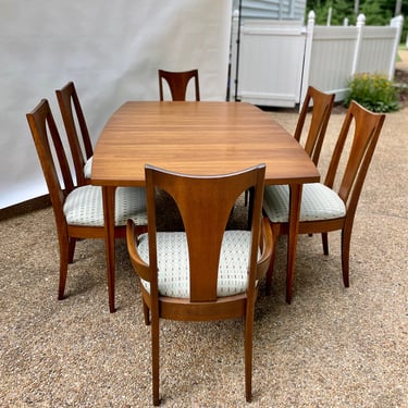 Mid Century walnut dining set - Broyhill Brasilia - table and six chairs 