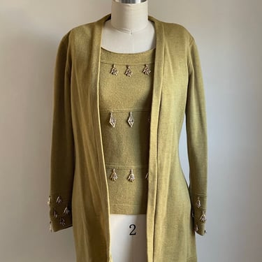 Vintage | Tom and Linda Platt | Sweater Set with Gold Charms 