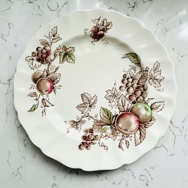 Antique England Harvest Dinner 10 inch Multicolor Fruit Ridged Scalloped Plate by JOHNSON BROTHERS by LeChalet
