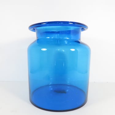 Vintage Turquoise Glass Bottle Jar - Apothecary Style Turquoise Jar - Turquoise Jar with Glass Stopper 