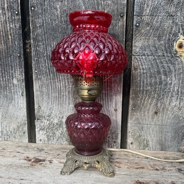 Ruby Red Lantern light -- Antique Ruby Red Light -- Red Parlor Lamp -- Antique Parlor Lamp -- All Red Lamp -- Glass Red Lamp -- Vintage Lamp 
