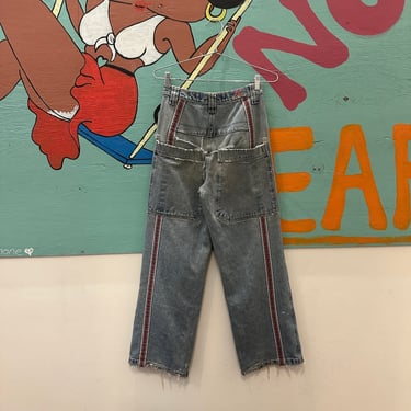 90s No Excuses Denim Mega Leg wide leg jeans / pants / denim / racing stripe / 26 waist / skater / stovepipe / bug girl / jnco / s / kik / 