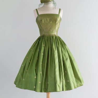 Spectacular 1950's Couture Cocktail Dress in Indian Sari Silk by Jacqueline Belin / XXS