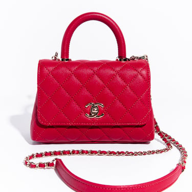 CHANEL Red Mini Flap top Handle Bag