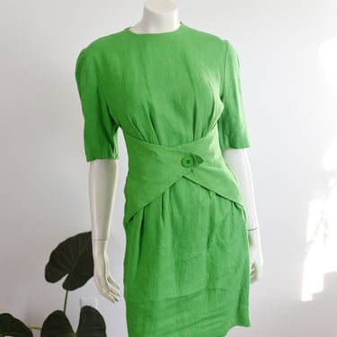 Chetta B 80s Green Linen Dress - S 