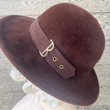 Betmar fur felt fedora vintage 1970s brown gold B autumn hat 