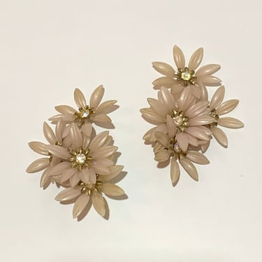 Coro Flower Clips Vintage Earrings