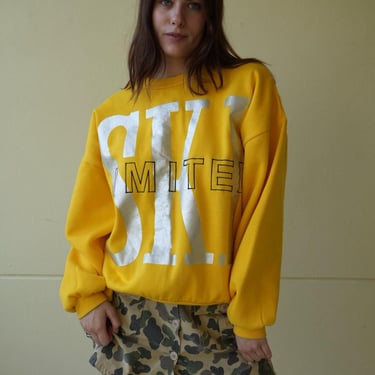 Vintage Ski Sweatshirt / Oversized Gender Neutral Sweatshirt / Bright Yellow The Limited Sporting Jumper 