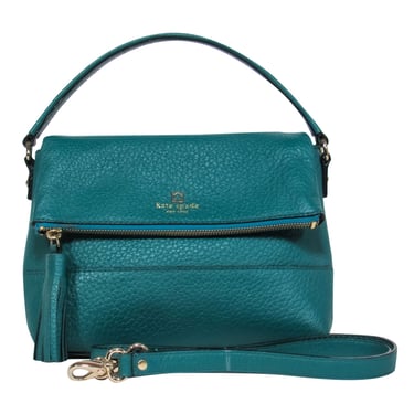 Kate Spade - Emerald Green Pebbled Leather Convertible Handbag w/ Tassel