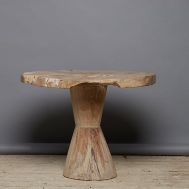 Primitive Single Board Top Round Table from Java