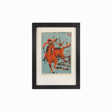 Mid Century Lithograph on Paper Mid Century Modern Equestrianism 