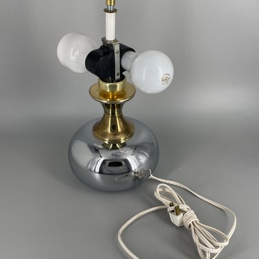 Vintage Ball Mushroom Lamp Chrome + Gold Mid-Century like Laurel or Lightolier or Sonneman 