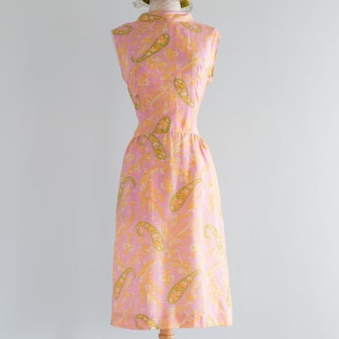 Darling 1960's Pink & Green Silk Dress By Mr. Gee / SM