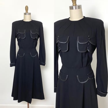 Vintage 1930s Dress 30s Wool As Is Wounded Beauty 