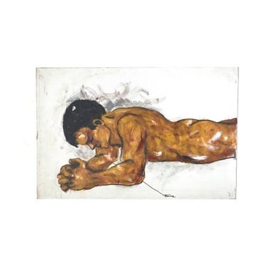 Nude Male Painting -- Male Nude Painting -- Vintage Painting -- Vintage Nude Painting -- Male Painting -- Vintage Figure Painting -- 