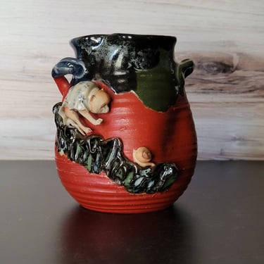 Sumida Gawa Monkey Vase Signed by Hara Gozan - Meiji Period 