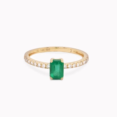 Emerald Baguette &amp; Diamond Ring