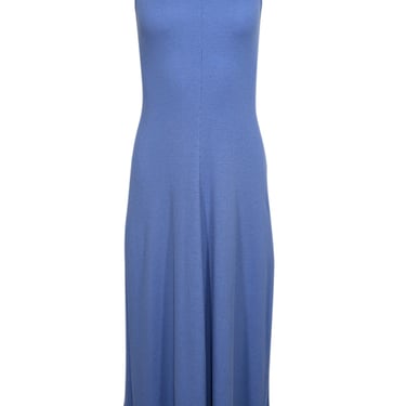 Theory - Blue Ribbed Knit Fit & Flare Midi Dress Sz P