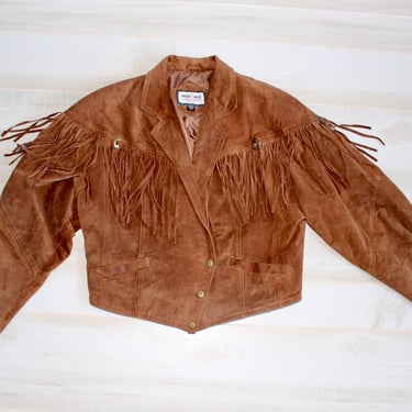 Vintage 80s Brown Suede Western Jacket, Fringe Jacket, Boho, Hippie, Country, Leather Coat, Minnetonka, Biker Jacket 
